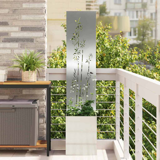 Écran d'intimité de jardin en toile argentée 32 x 140 cm Acier galvanisé