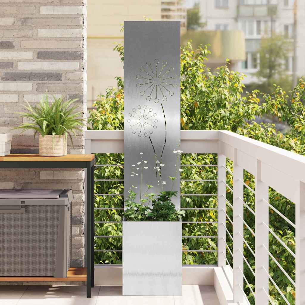 Écran d'intimité de jardin en toile argentée 32 x 140 cm Inox
