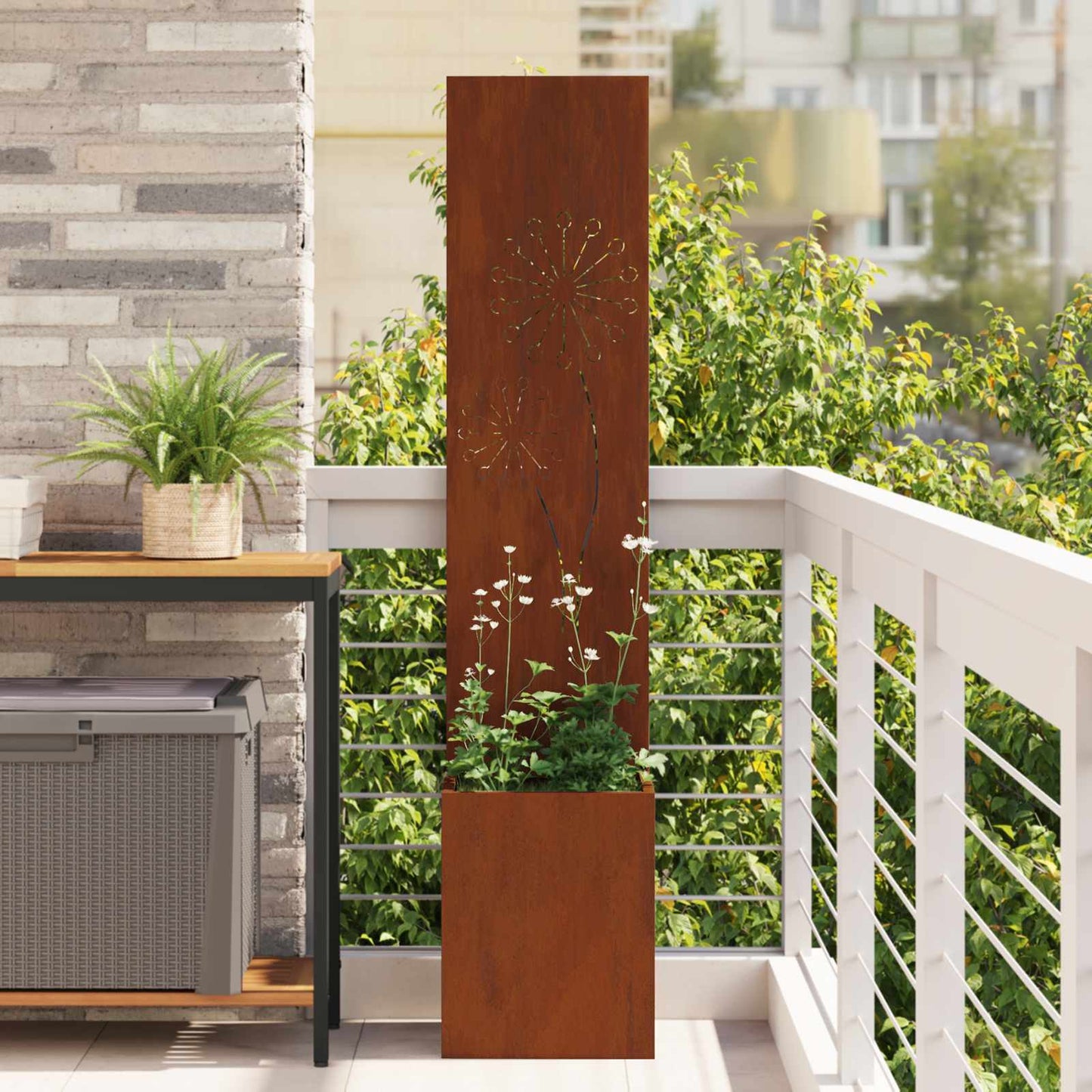 Garden Privacy Screen Canvas Rusty 32 x 32 x 150 cm
