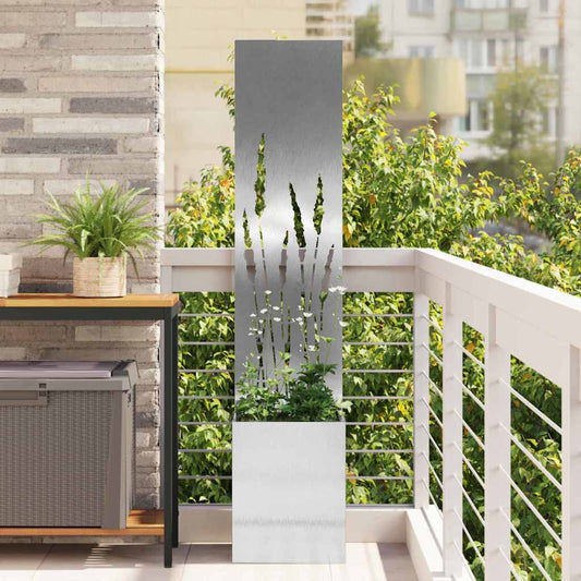 Brise-vue de jardin toile argentée 32 x 140 cm acier inoxydable