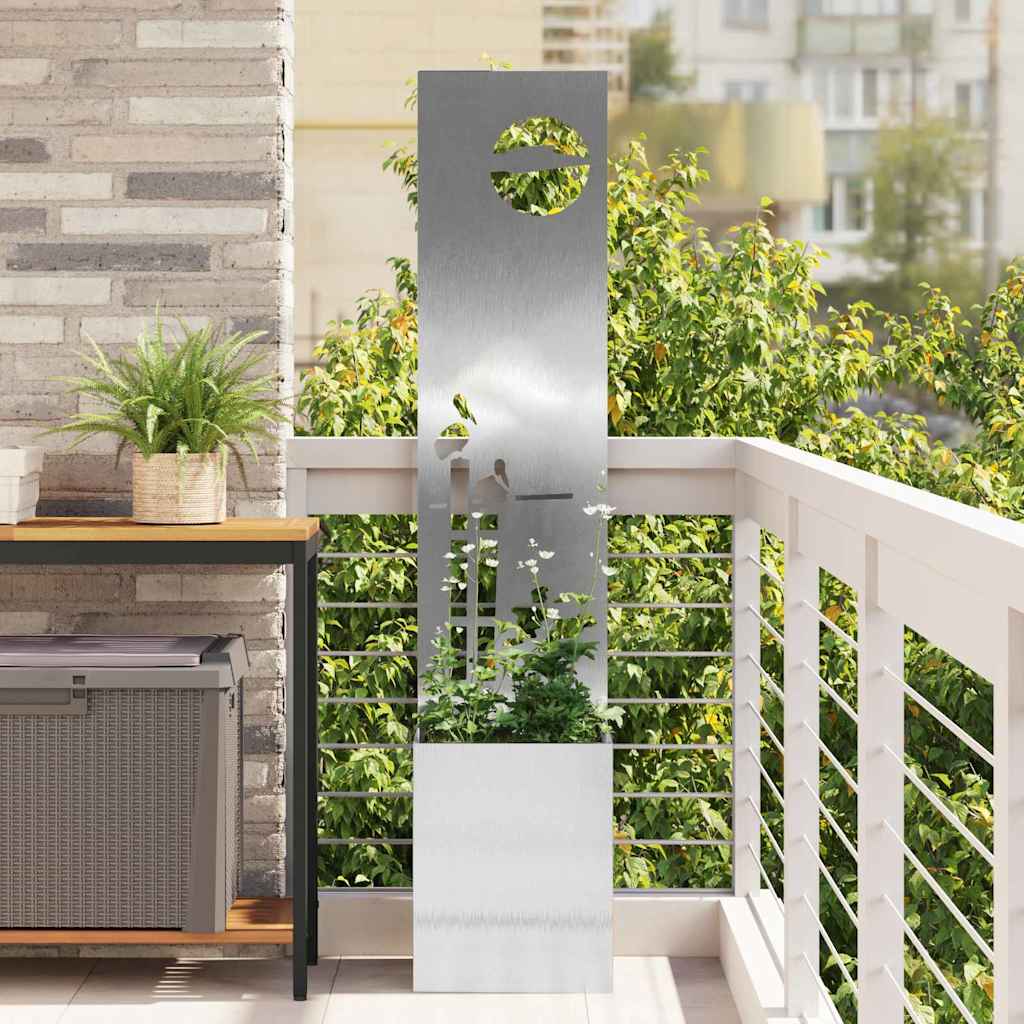 Garden Privacy Screen Canvas Silver 32 x 140 cm Stainless Steel