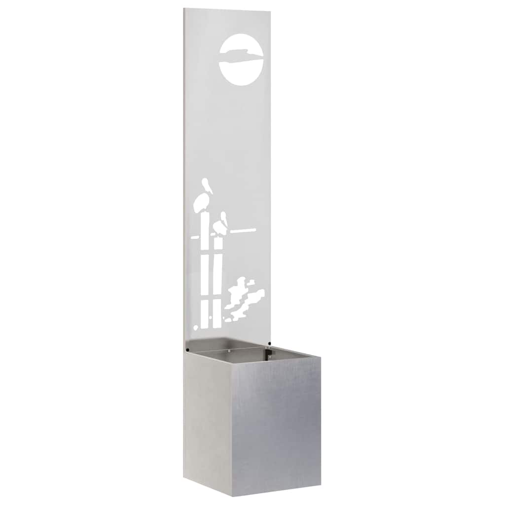 Garden Privacy Screen Canvas Silver 32 x 140 cm Stainless Steel