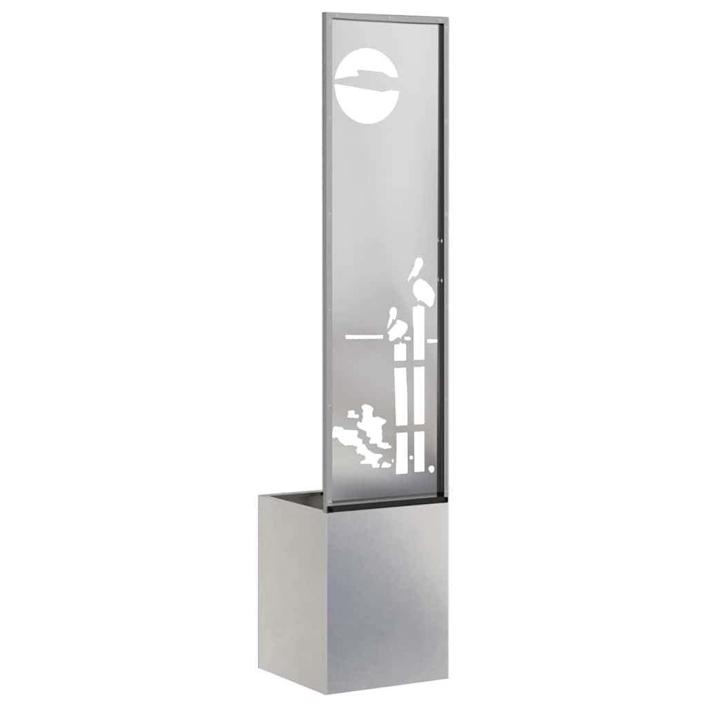 Garden Privacy Screen Canvas Silver 32 x 140 cm Stainless Steel