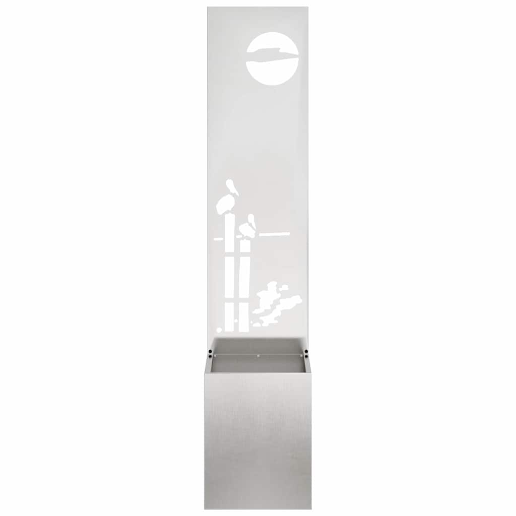 Garden Privacy Screen Canvas Silver 32 x 140 cm Stainless Steel
