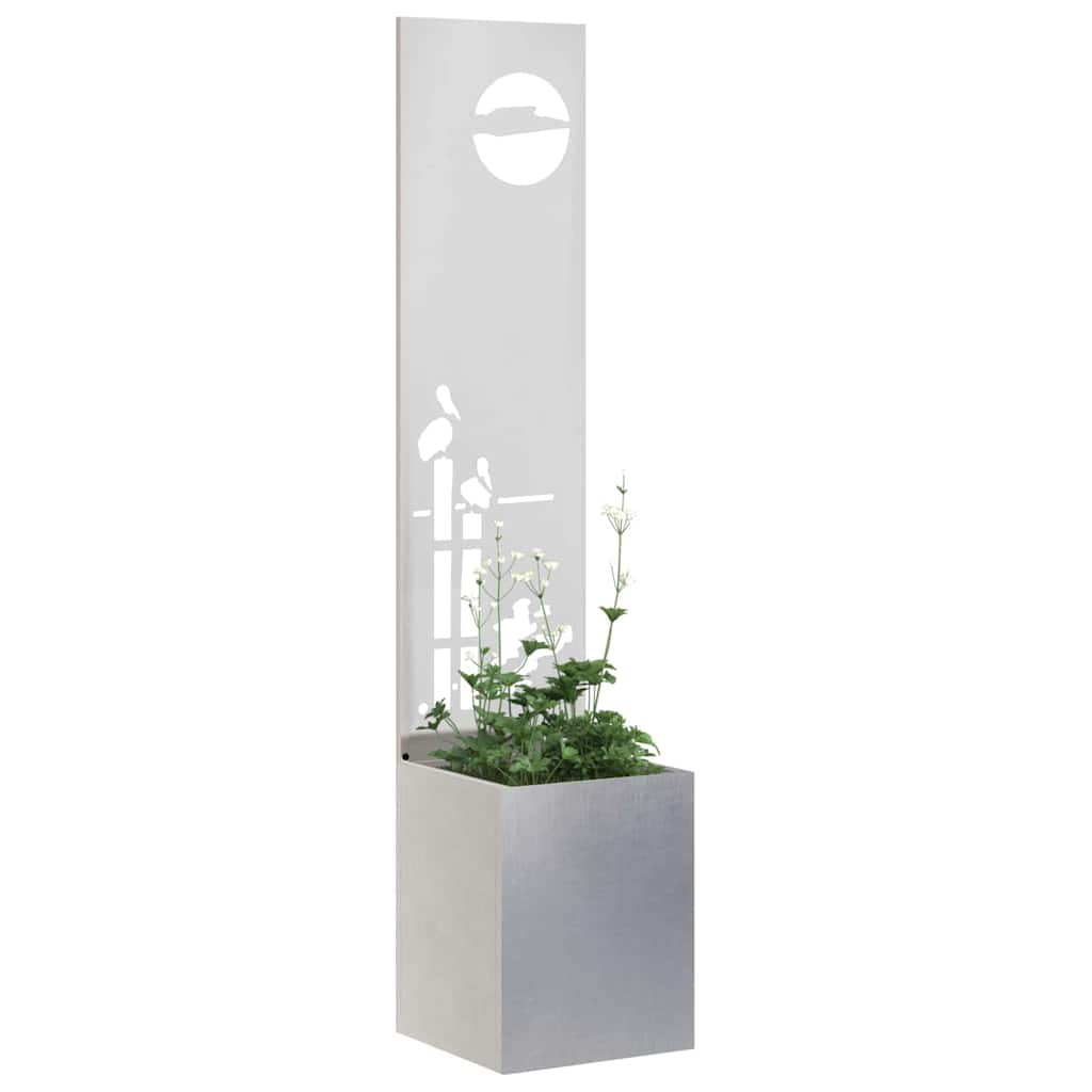 Garden Privacy Screen Canvas Silver 32 x 140 cm Stainless Steel