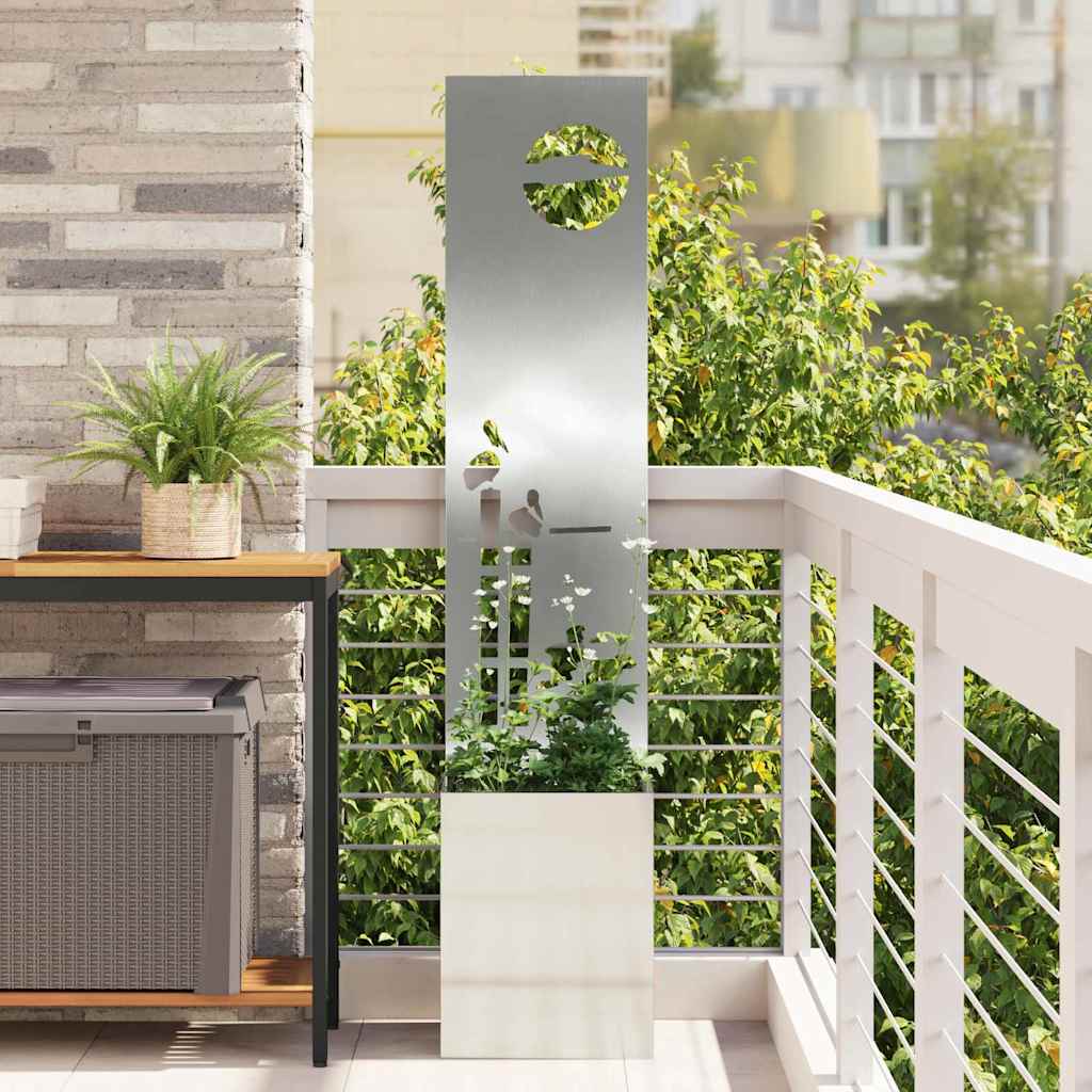 Garden Privacy Screen Panel Silver 32 x 140 cm Galvanized Steel