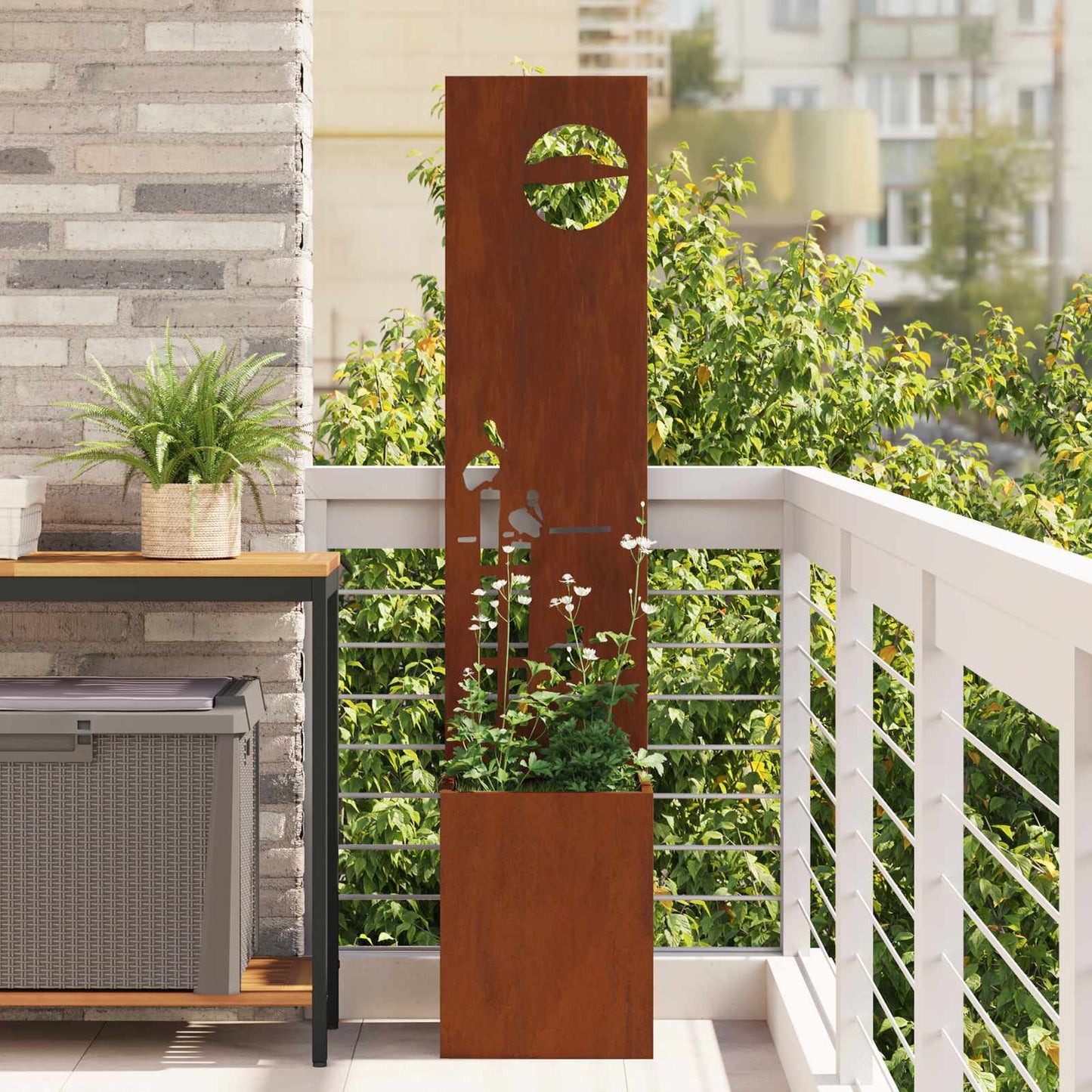 Garten Sichtschutz-Leinwand Rostig 32 x 140 cm Wetterfeststahl