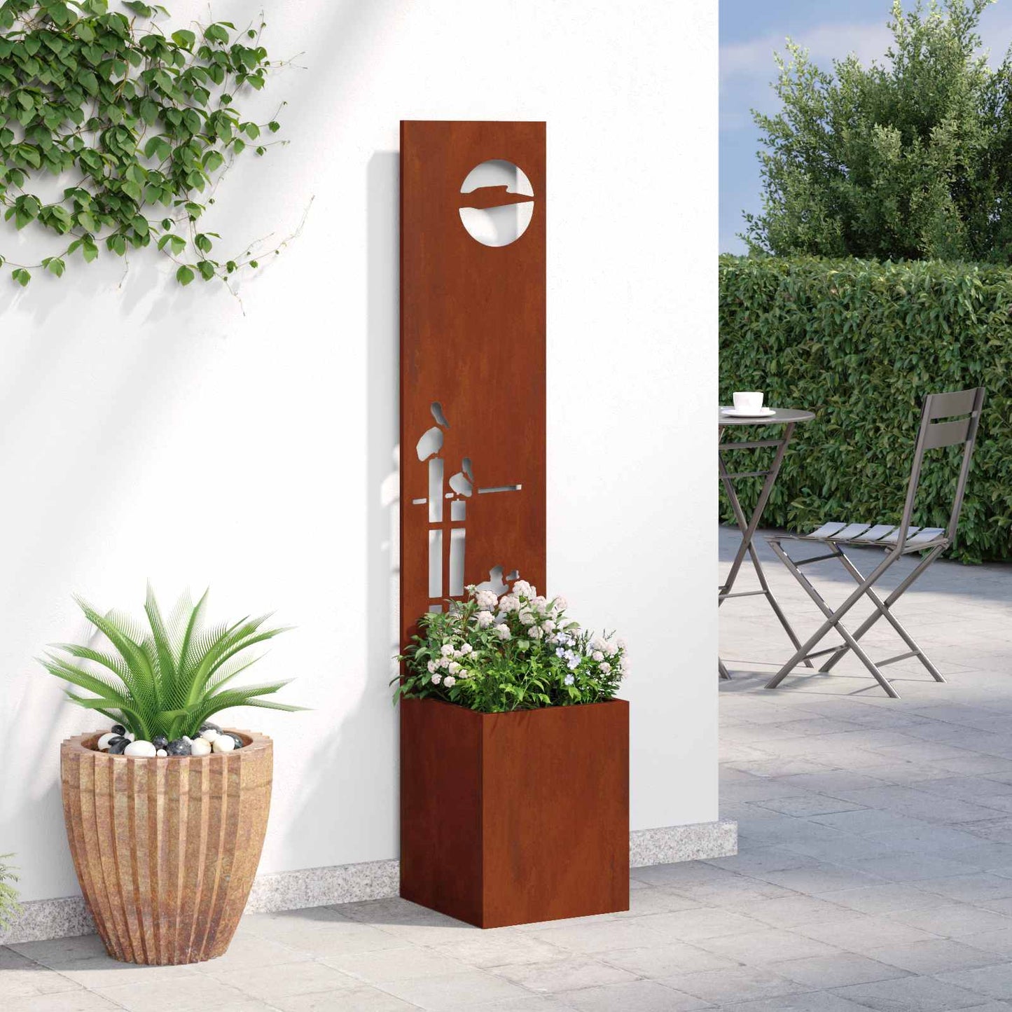 Garten Sichtschutz-Leinwand Rostig 32 x 140 cm Wetterfeststahl