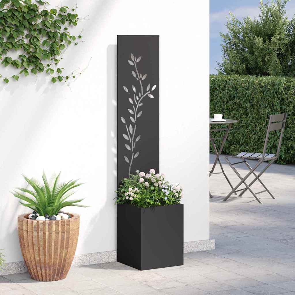 Paravent de jardin floral noir 32 x 32 x 150 cm