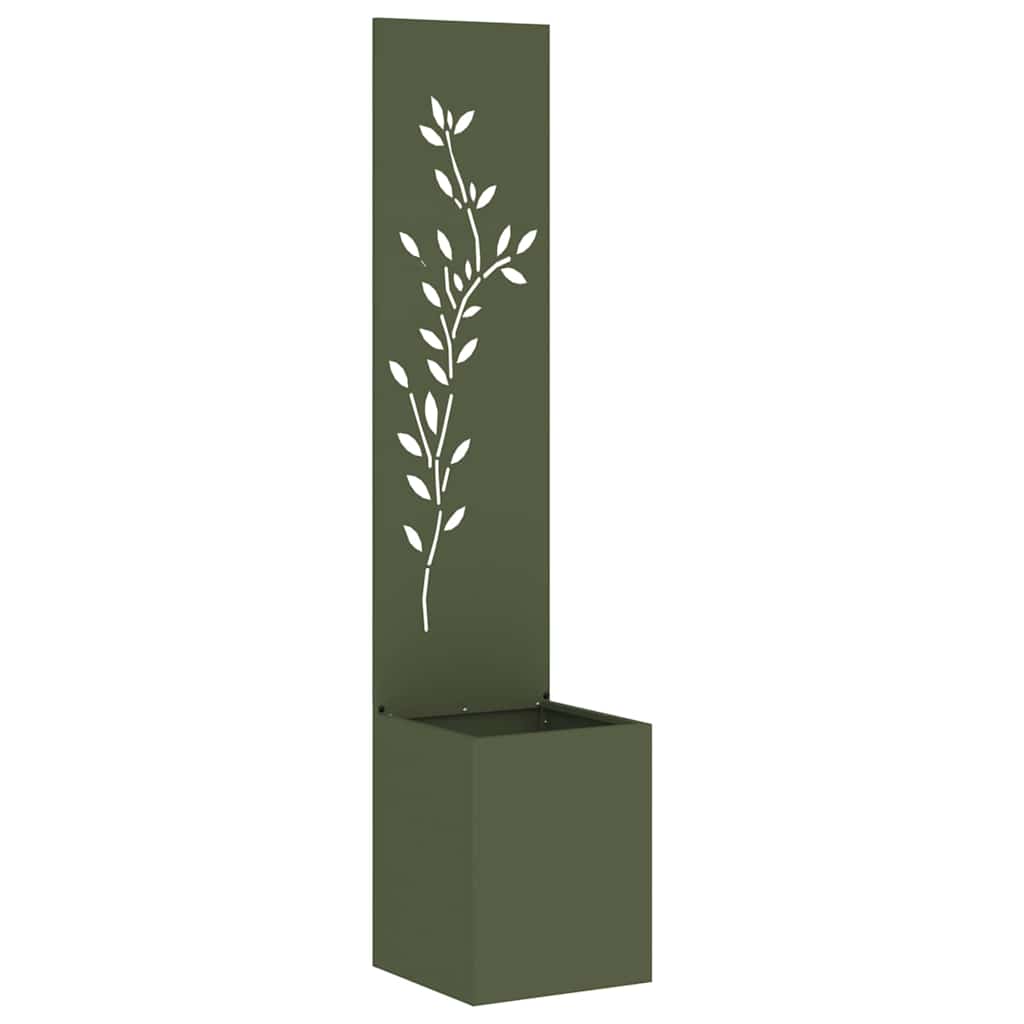 Brise-vue de jardin en toile, motif floral, vert olive, 32 x 32 x 150 cm
