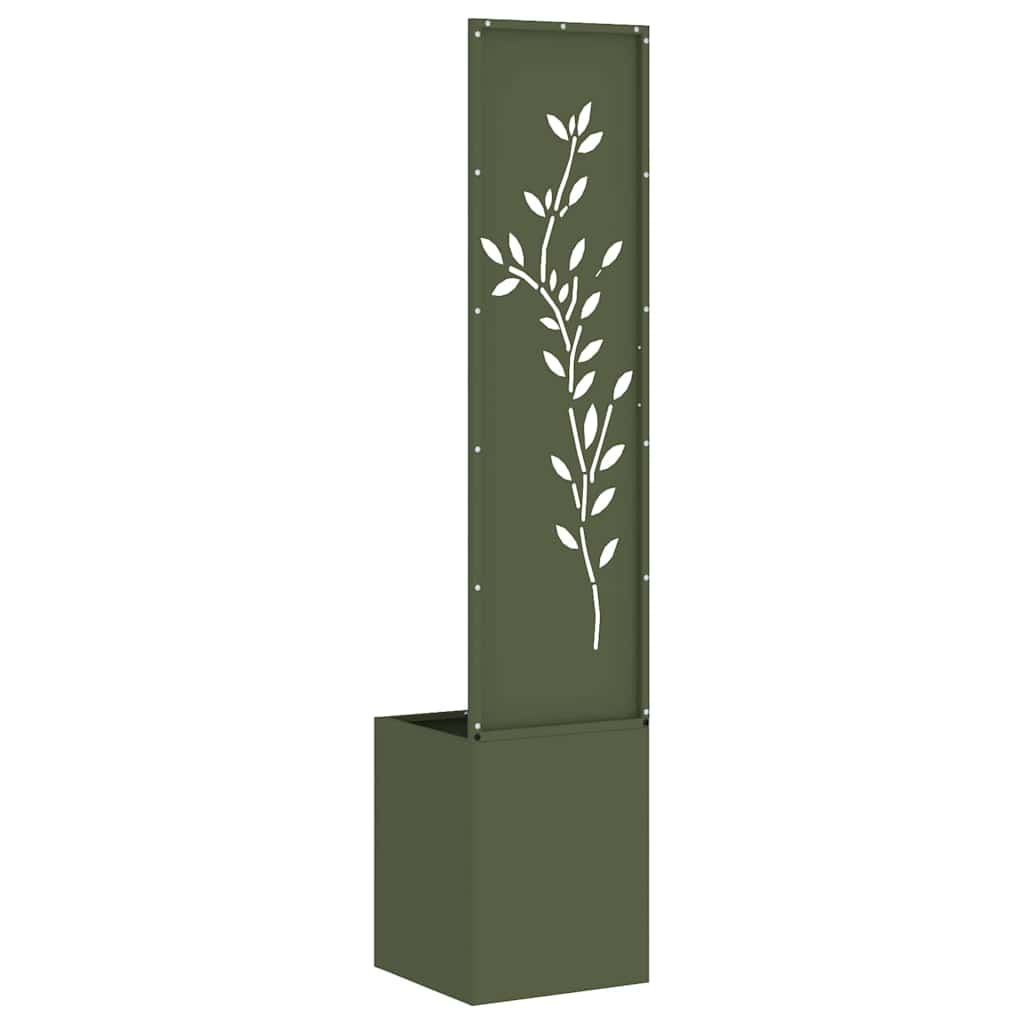 Brise-vue de jardin en toile, motif floral, vert olive, 32 x 32 x 150 cm