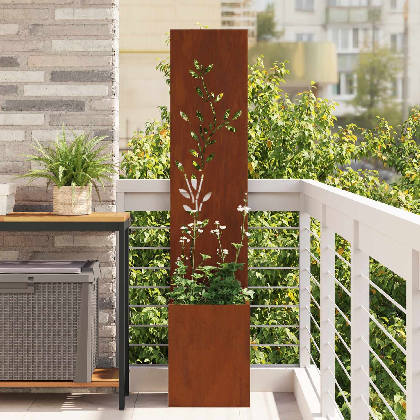 Garten Sichtschutz-Leinwand Floral Rostig 32 x 32 x 150 cm