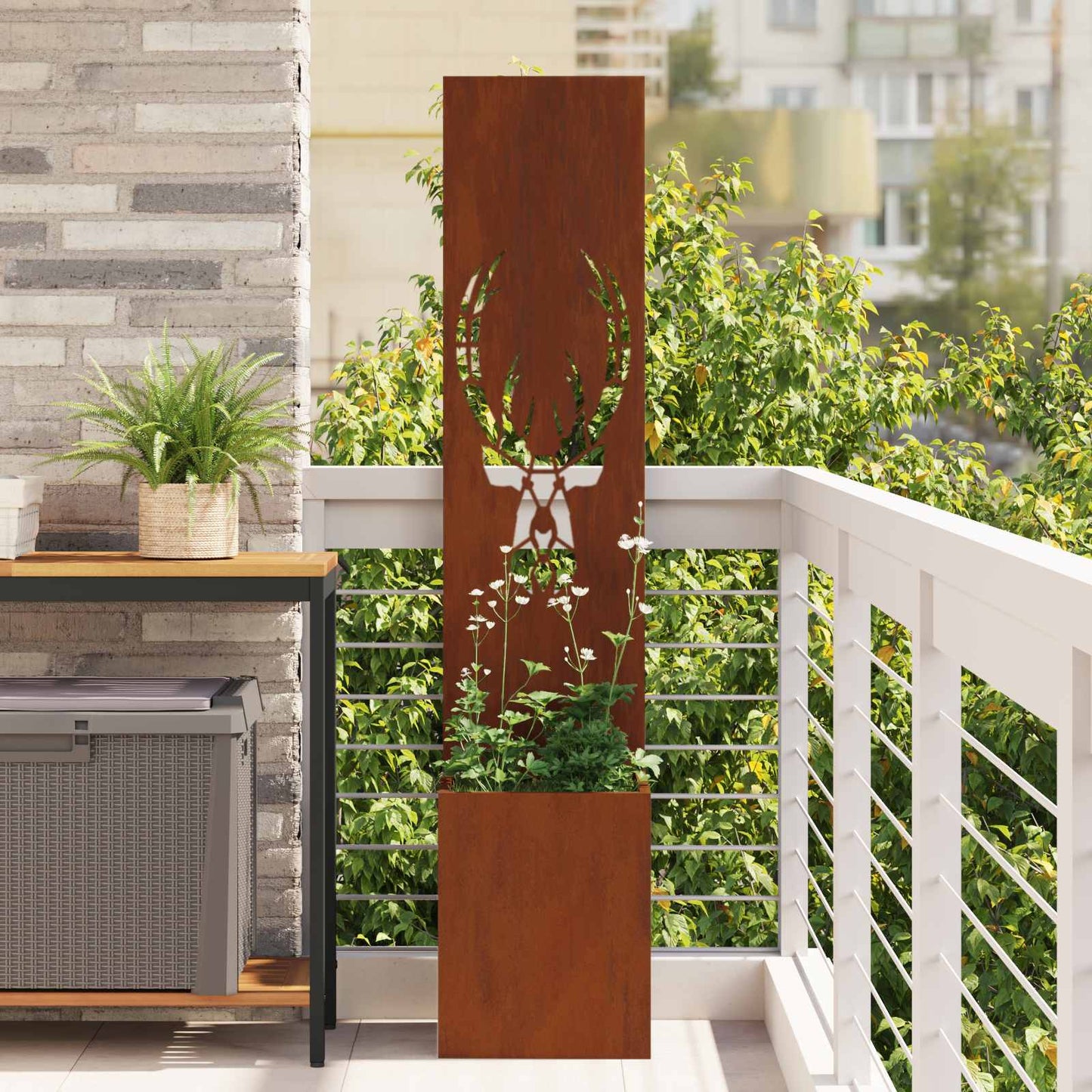 Garden Privacy Screen Canvas Rusty 32 x 140 cm Weathering Steel