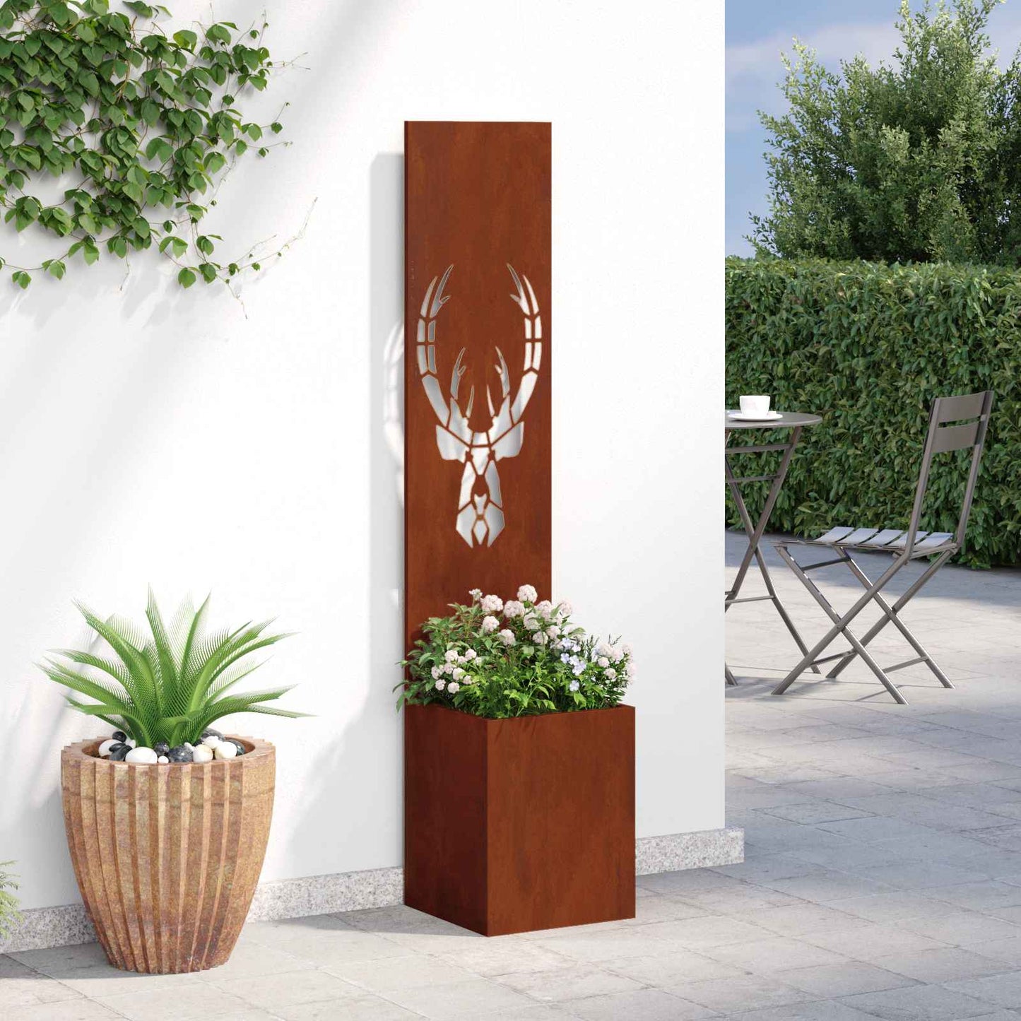 Garden Privacy Screen Canvas Rusty 32 x 140 cm Weathering Steel
