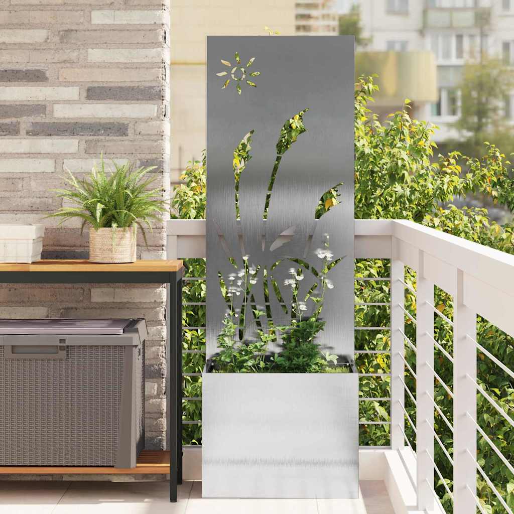 Garden privacy screen canvas silver 50 x 140 cm stainless steel