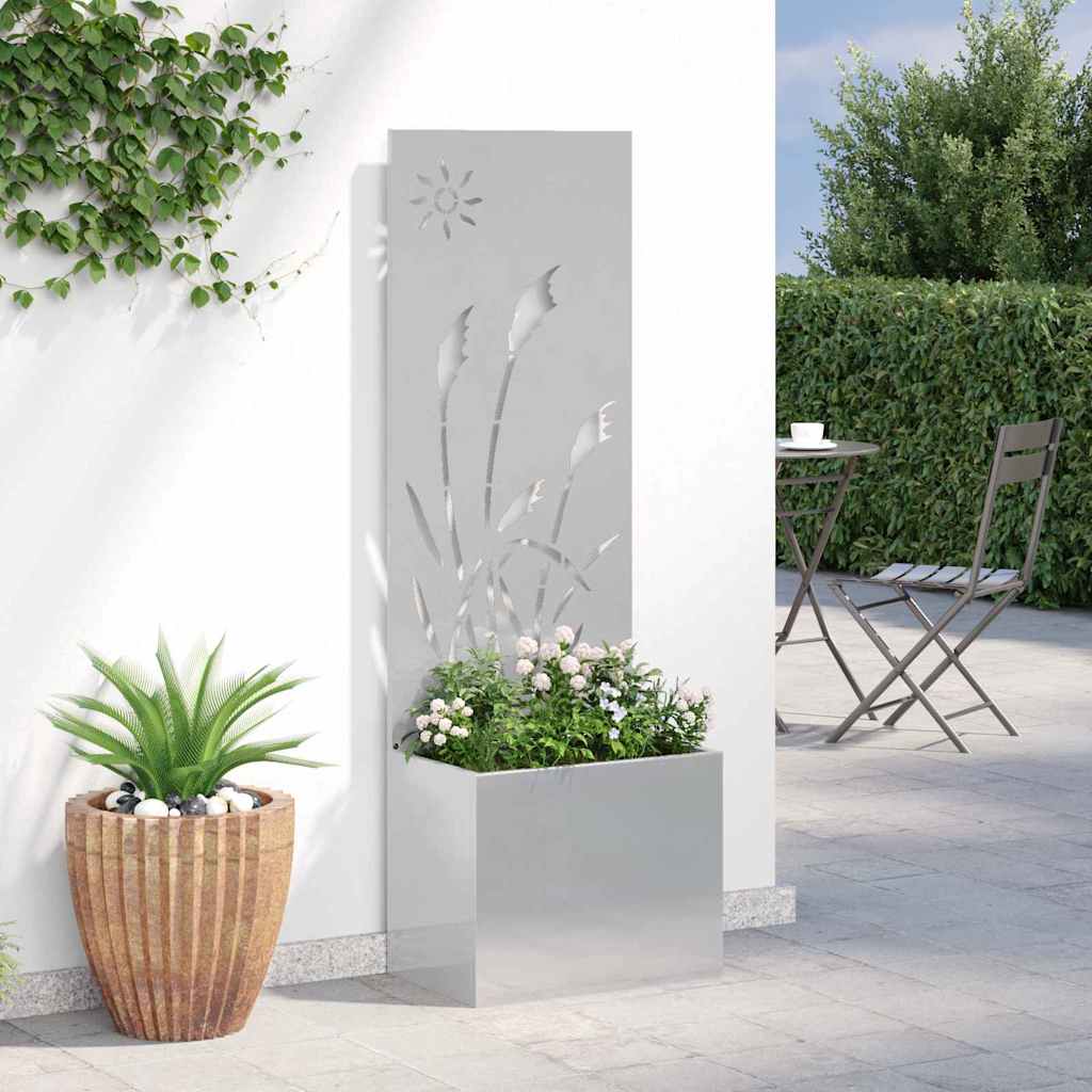 Garden privacy screen canvas silver 50 x 140 cm stainless steel