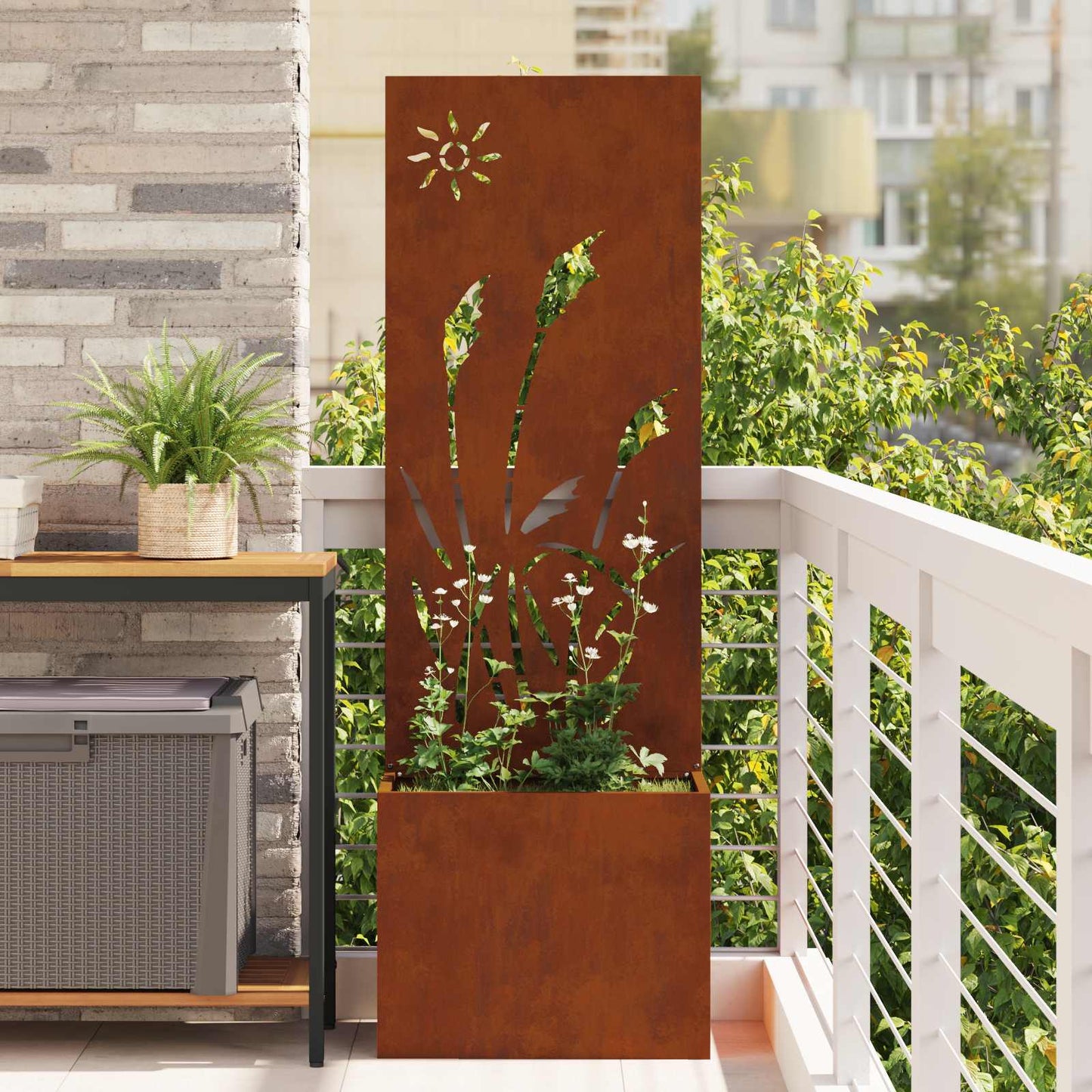 Garten Sichtschutz-Leinwand Rostig 50 x 140 cm Wetterfeststahl