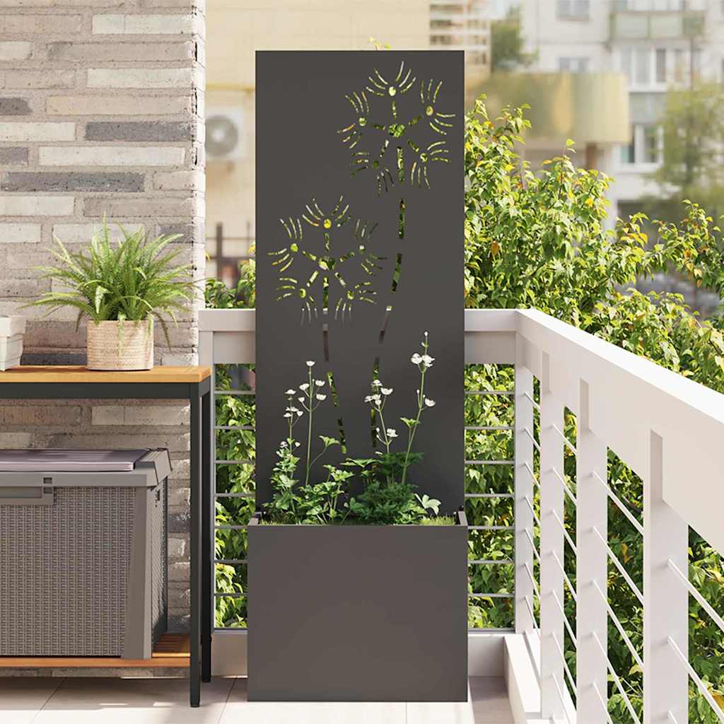 Garden Privacy Screen Floral Black 50 x 32 x 150 cm