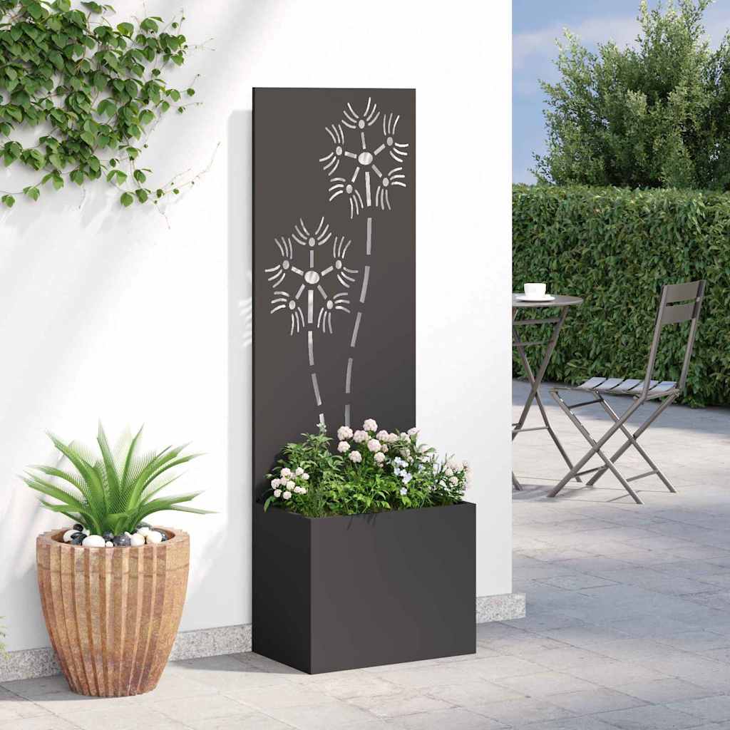 Garden Privacy Screen Floral Black 50 x 32 x 150 cm