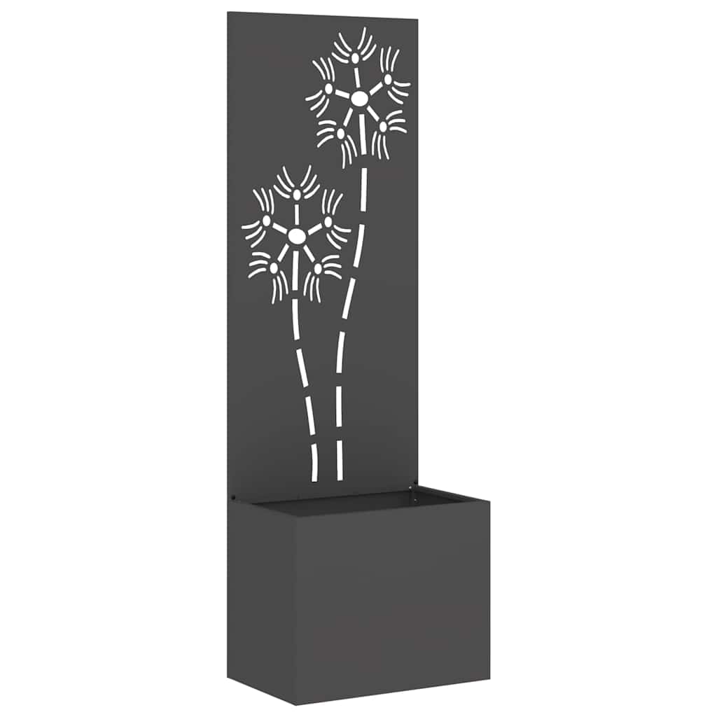 Garden Privacy Screen Floral Black 50 x 32 x 150 cm