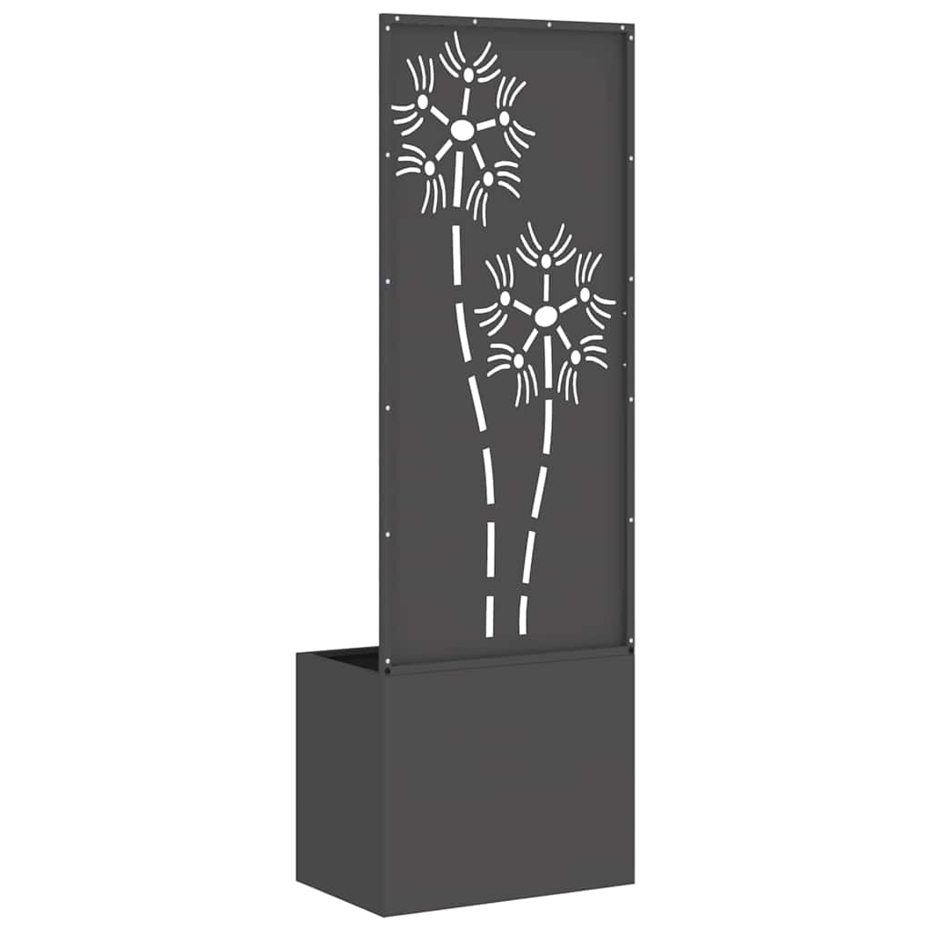 Garden Privacy Screen Floral Black 50 x 32 x 150 cm