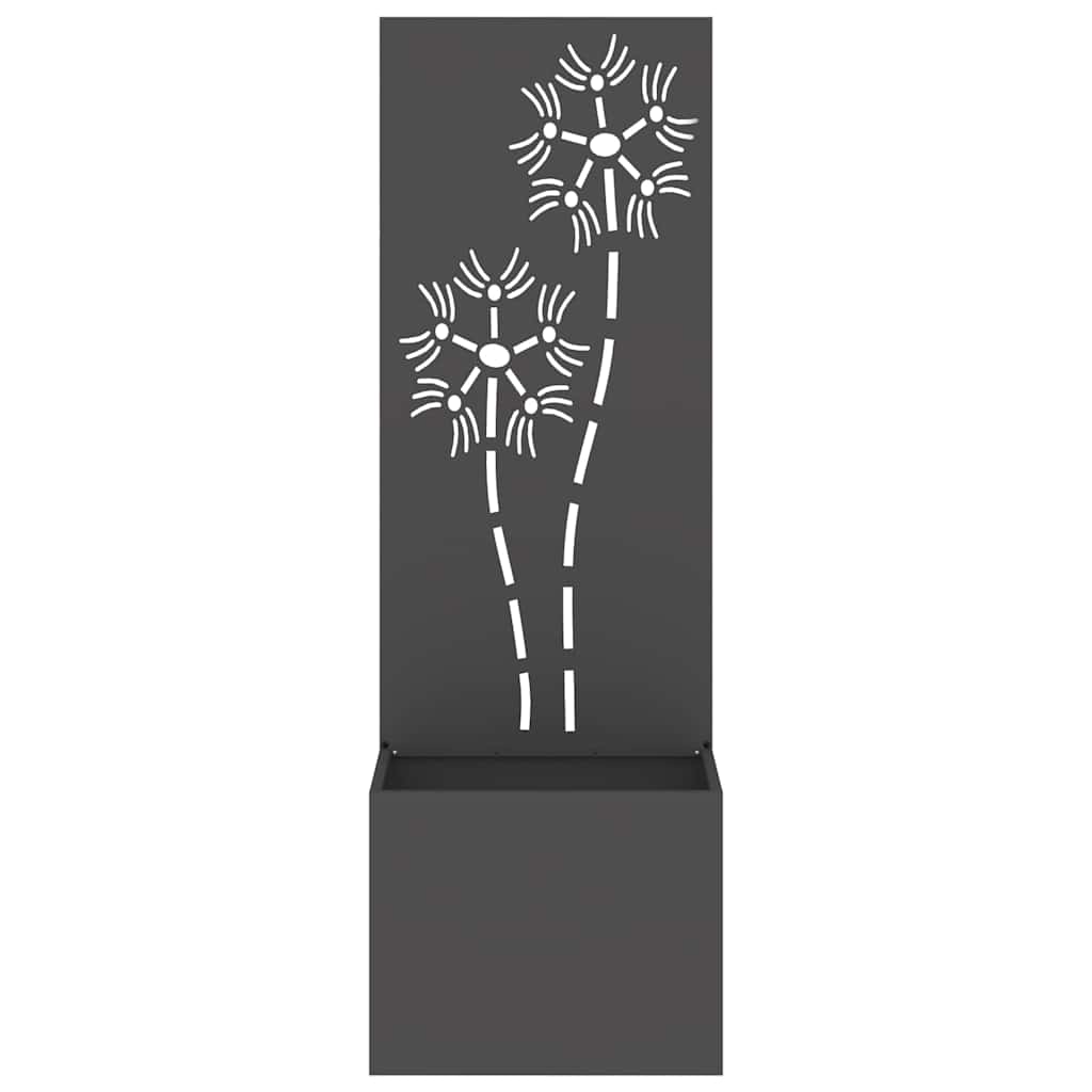 Garden Privacy Screen Floral Black 50 x 32 x 150 cm