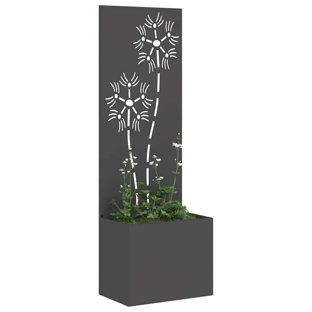 Garden Privacy Screen Floral Black 50 x 32 x 150 cm