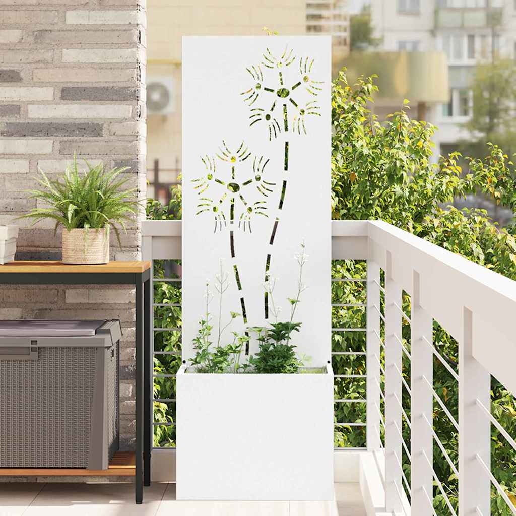 Garden Privacy Screen Canvas Floral White 50 x 140 cm