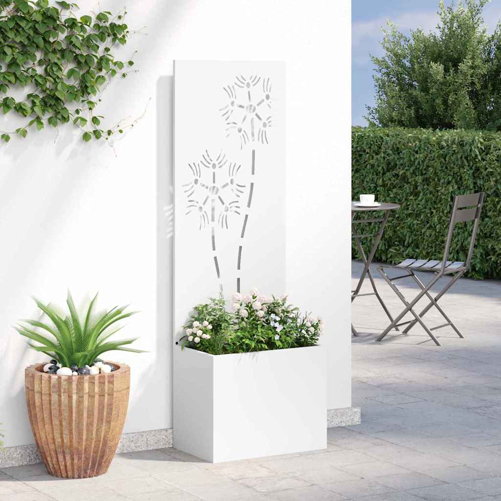 Garden Privacy Screen Canvas Floral White 50 x 140 cm
