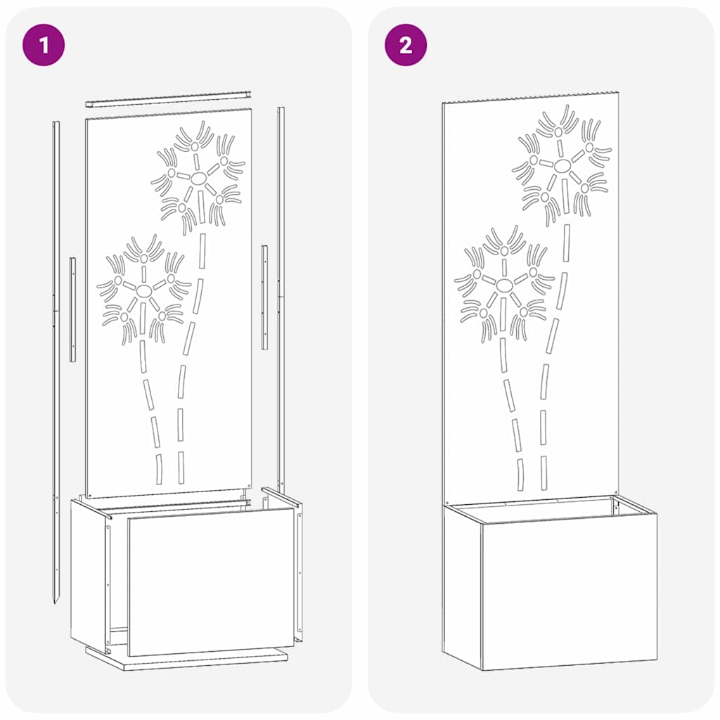 Garten Sichtschutz-Leinwand Floral Silber 50 x 140 cm Edelstahl