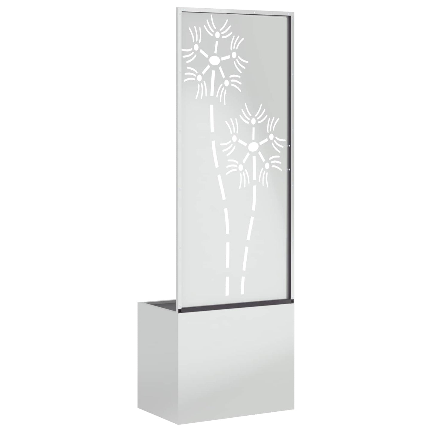 Garden Privacy Screen Canvas Floral Silver 50 x 32 x 150 cm