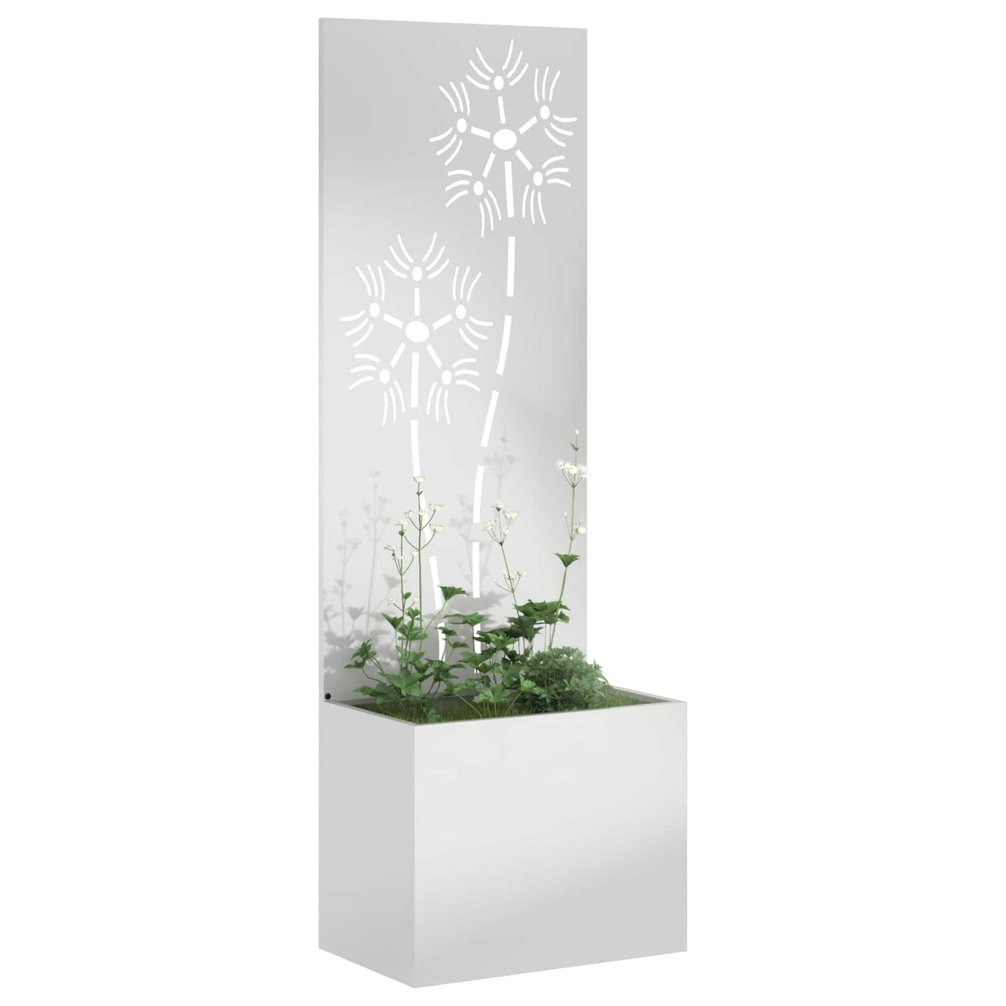 Garden Privacy Screen Canvas Floral Silver 50 x 32 x 150 cm