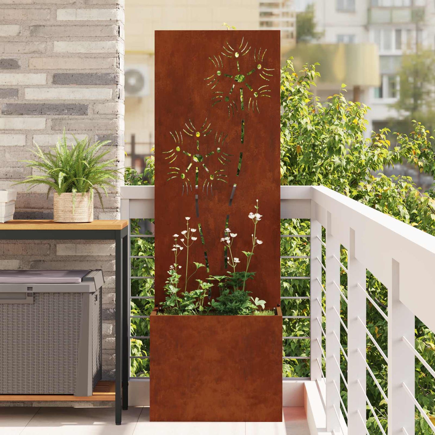 Garden Privacy Screen Floral Rusty 50 x 32 x 150 cm