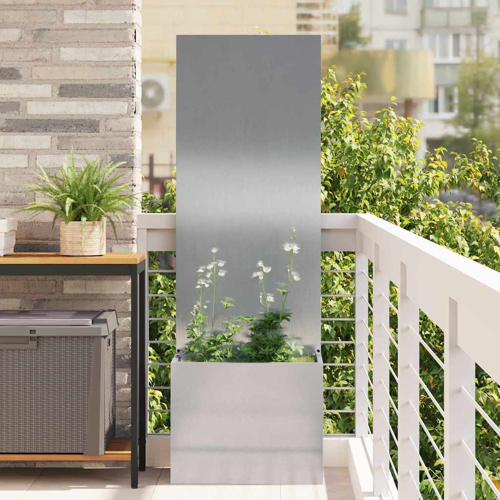 Garden Privacy Screen Canvas Silver 50 x 32 x 150 cm Stainless Steel