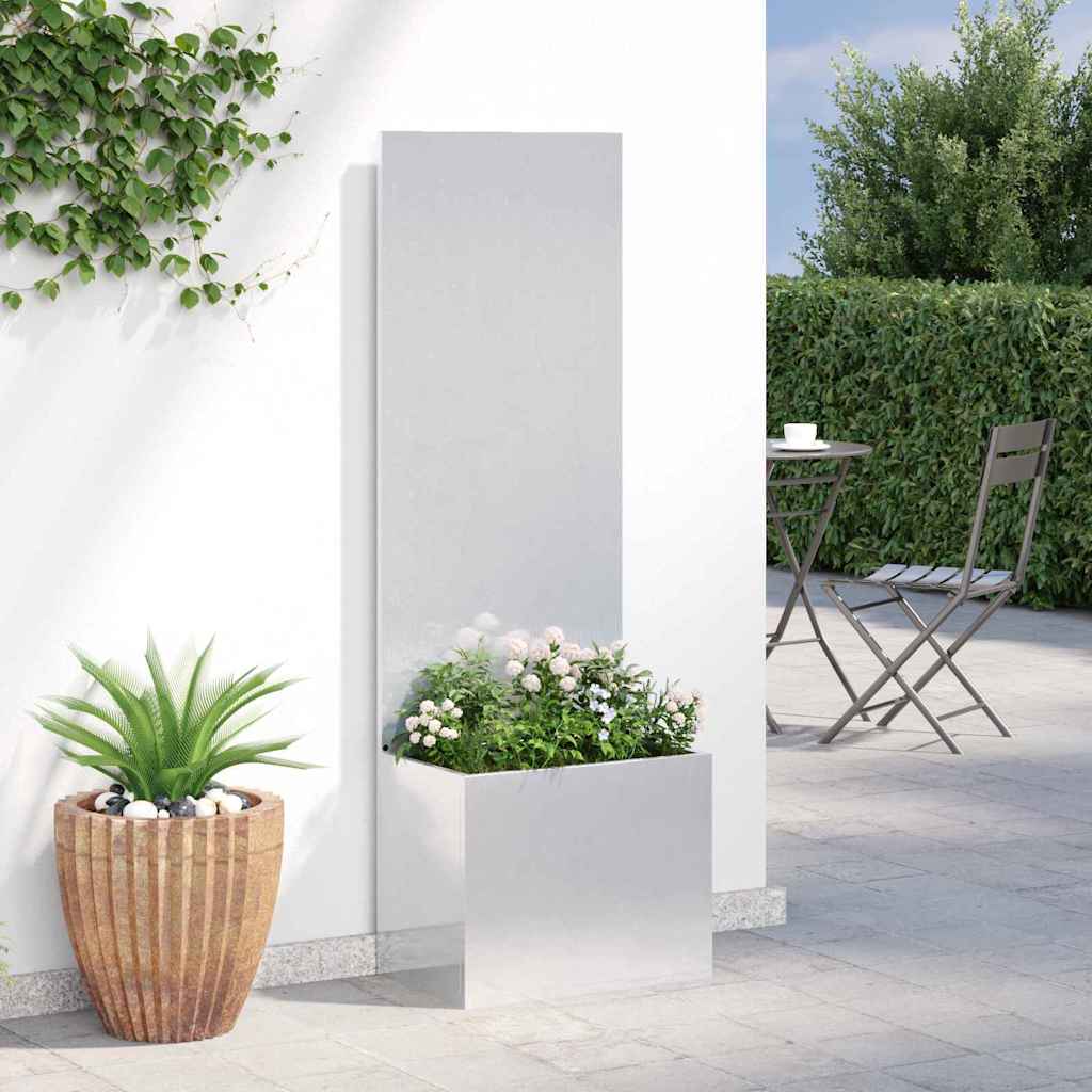 Garden Privacy Screen Canvas Silver 50 x 32 x 150 cm Stainless Steel