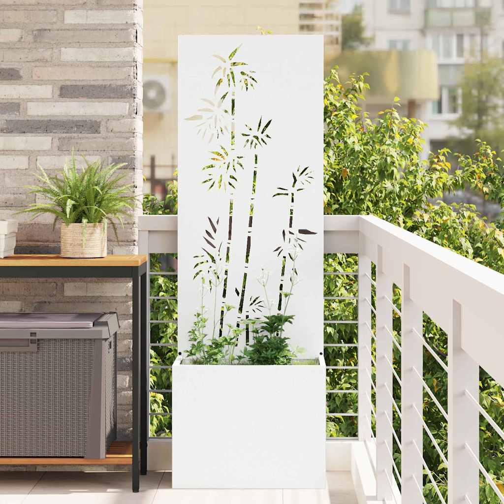 Garten Sichtschutz-Leinwand Floral Weiß 50 x 140 cm