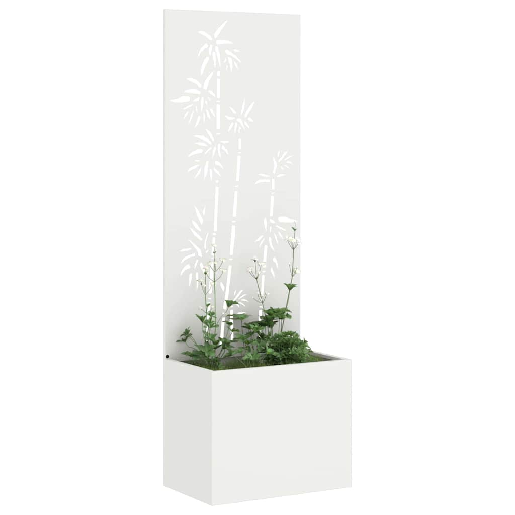 Garten Sichtschutz-Leinwand Floral Weiß 50 x 140 cm