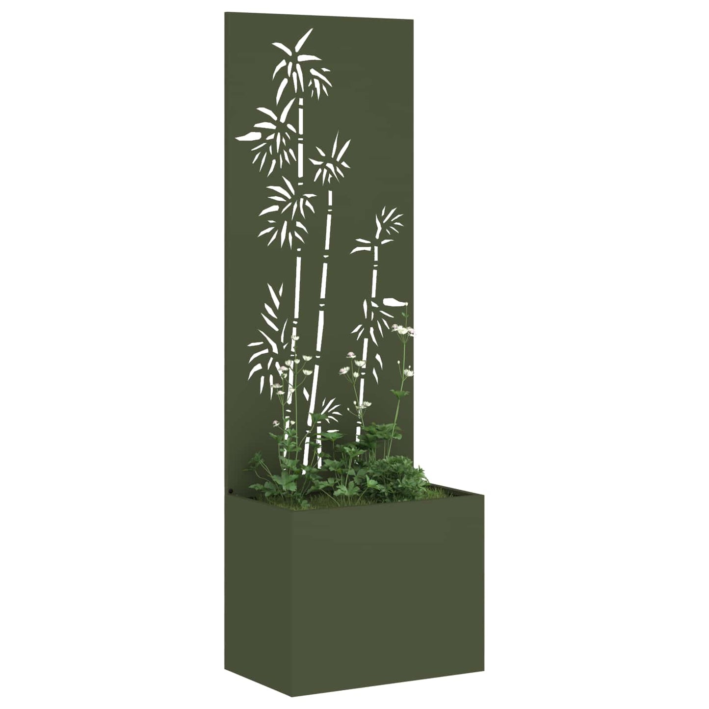 Garten Sichtschutz-Leinwand Floral Olivgrün 50 x 140 cm