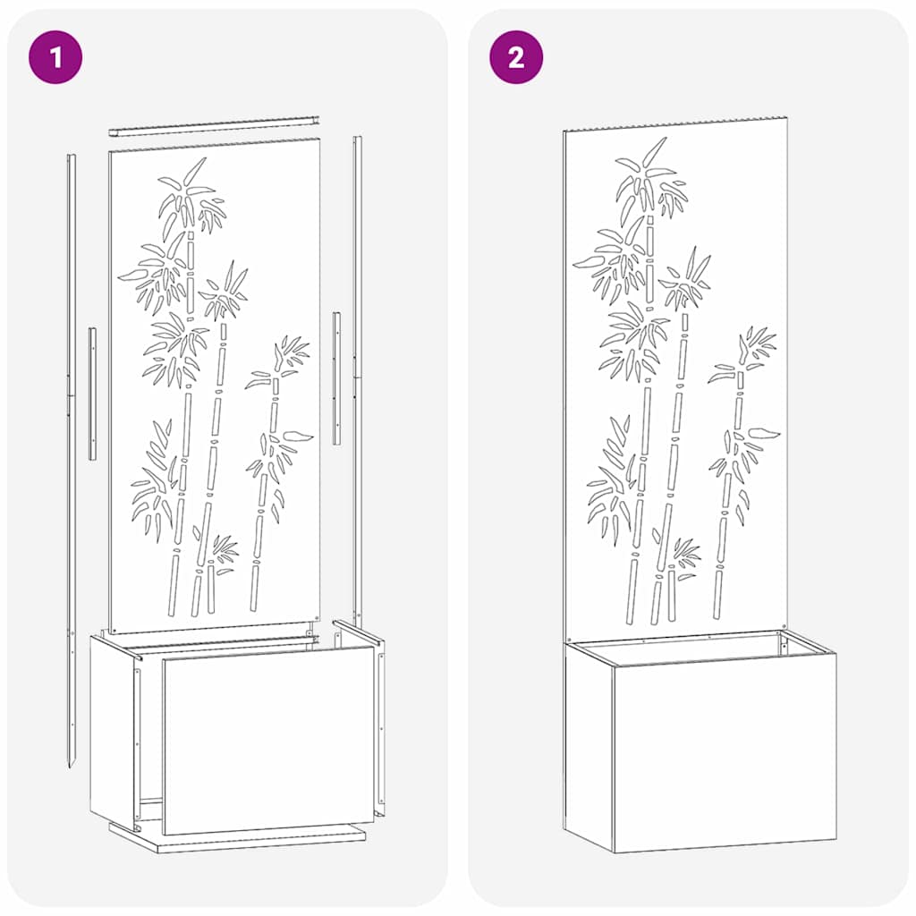 Garten Sichtschutz-Leinwand Floral Silber 50 x 140 cm Edelstahl