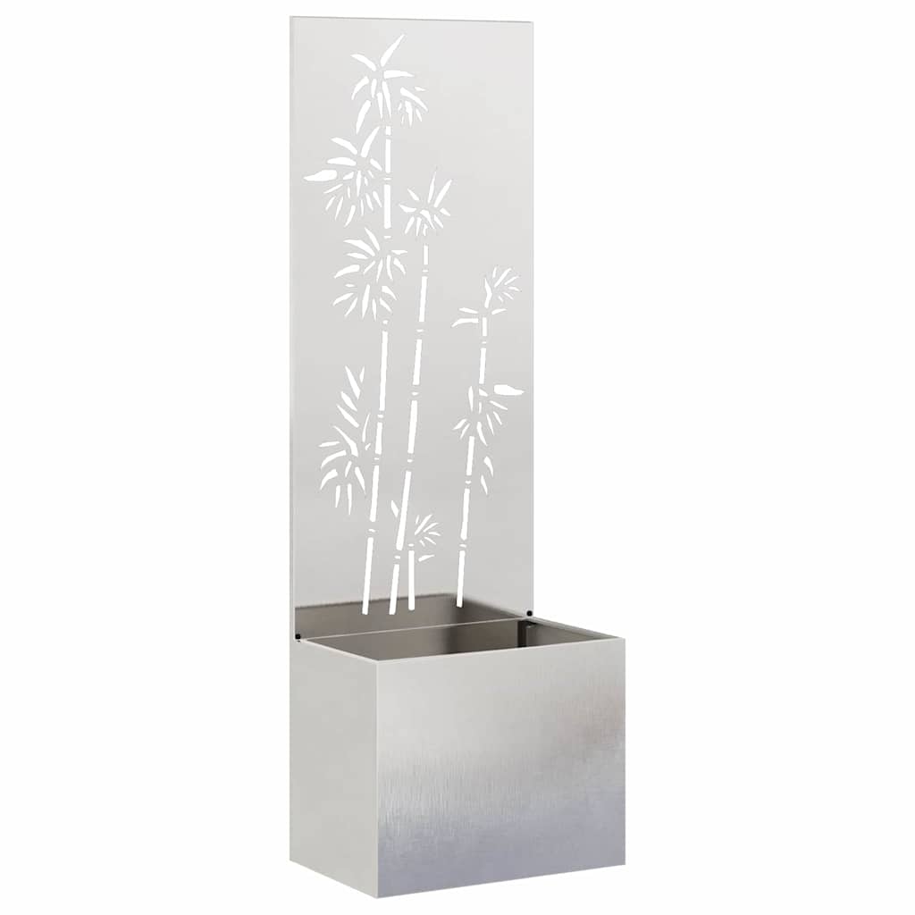 Garten Sichtschutz-Leinwand Floral Silber 50 x 140 cm Edelstahl