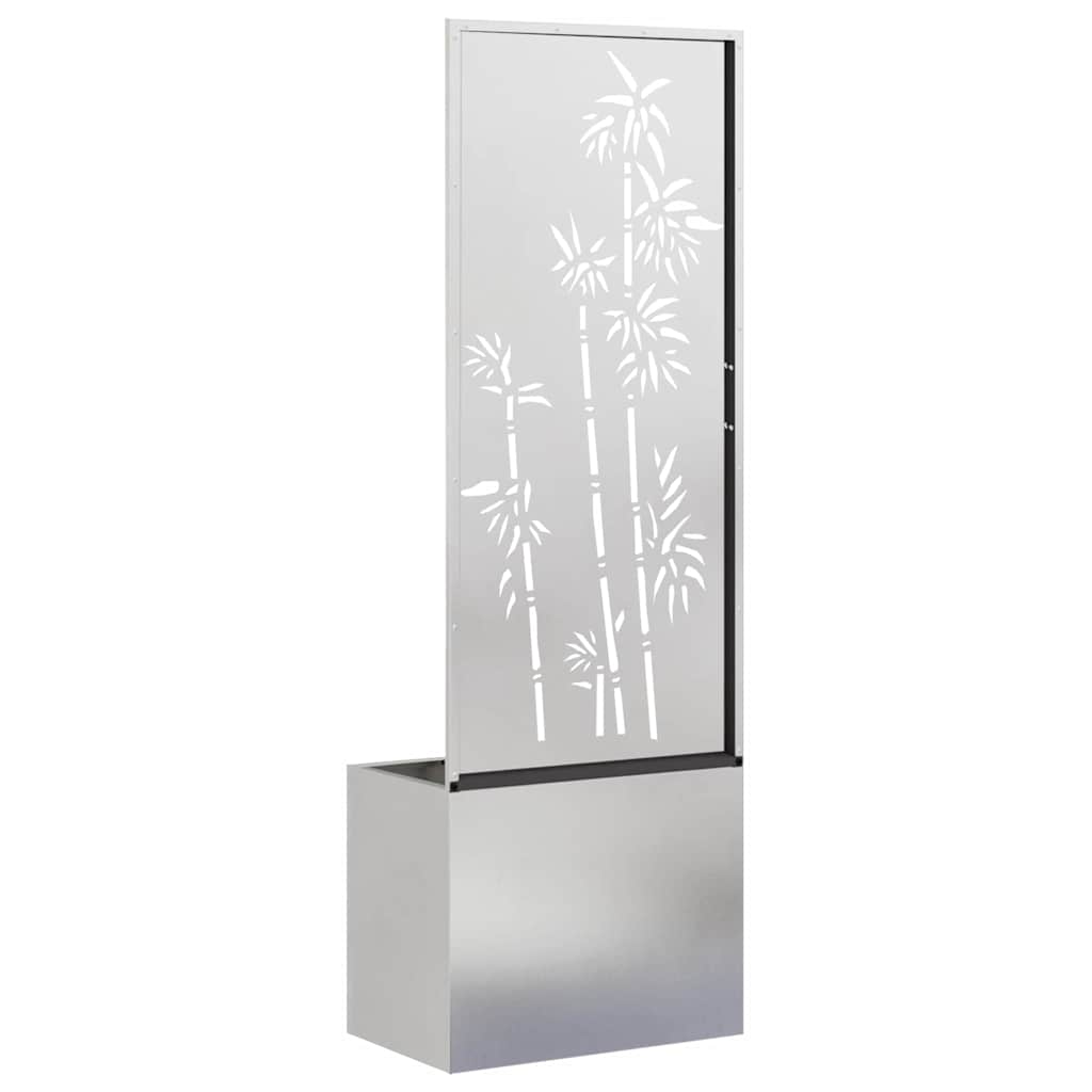 Garten Sichtschutz-Leinwand Floral Silber 50 x 140 cm Edelstahl
