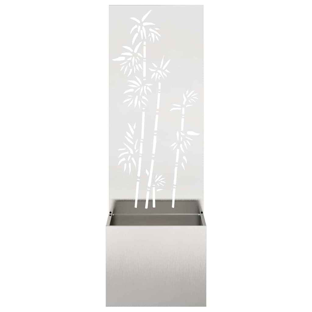 Garten Sichtschutz-Leinwand Floral Silber 50 x 140 cm Edelstahl