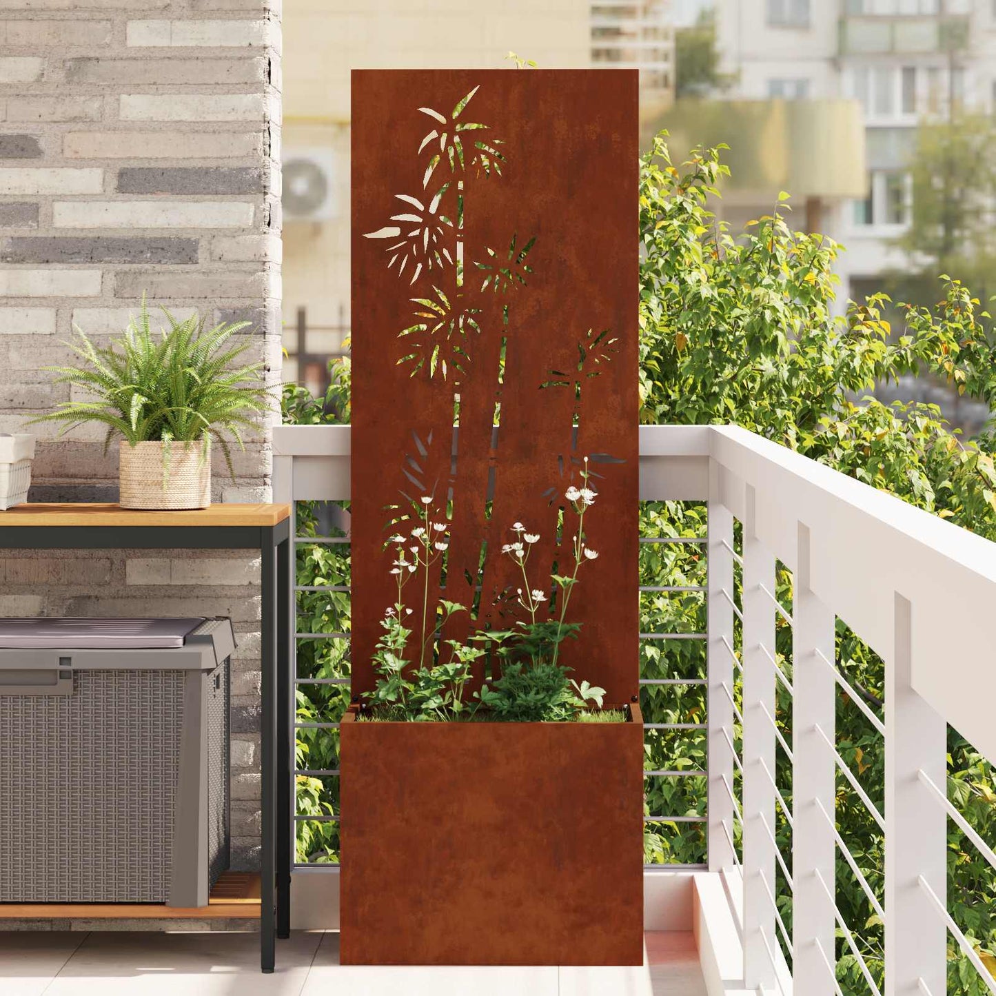 Brise-vue de jardin toile rouille 50 x 140 cm acier résistant aux intempéries