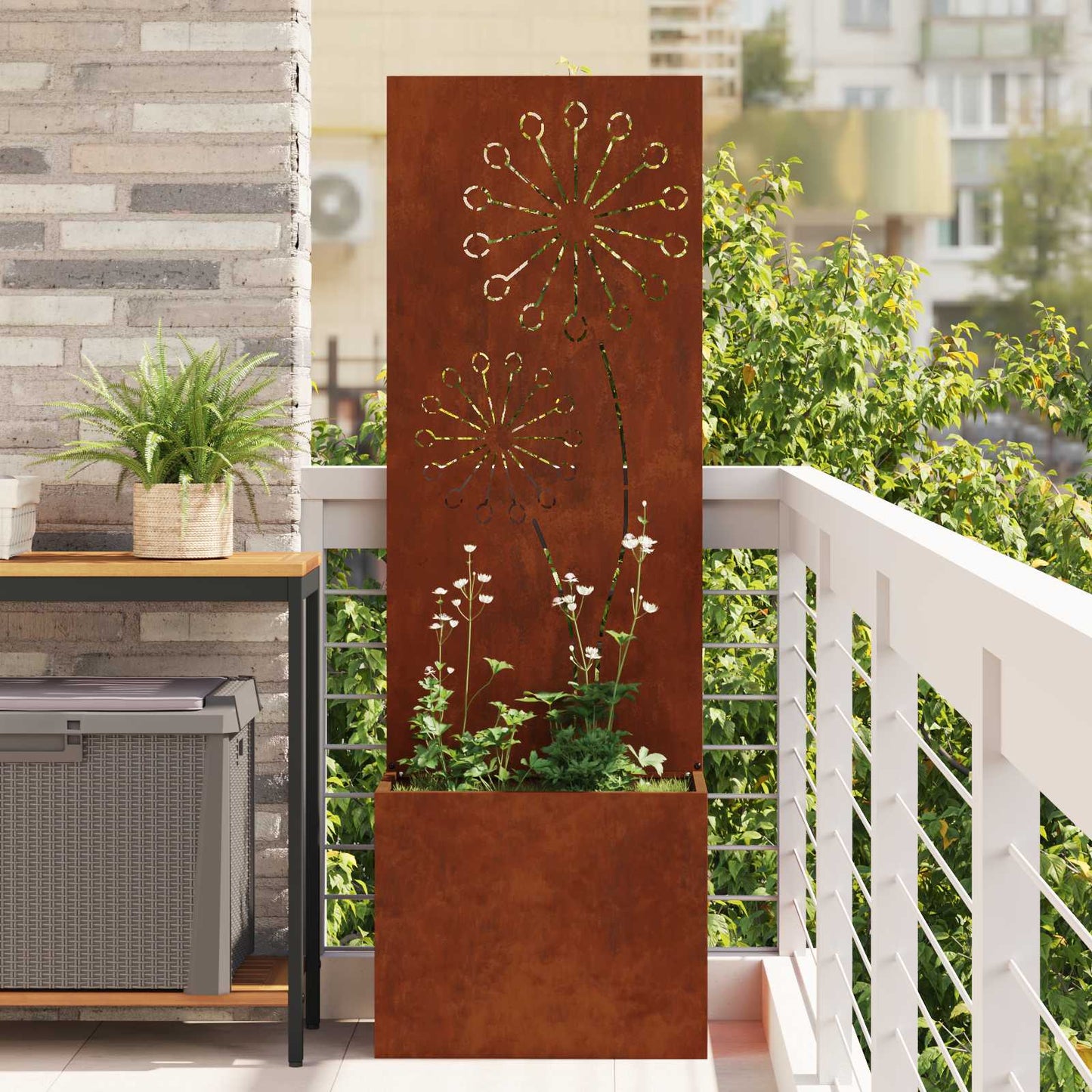Garden Privacy Screen, Rusty, 50 x 140 cm, Weathering Steel