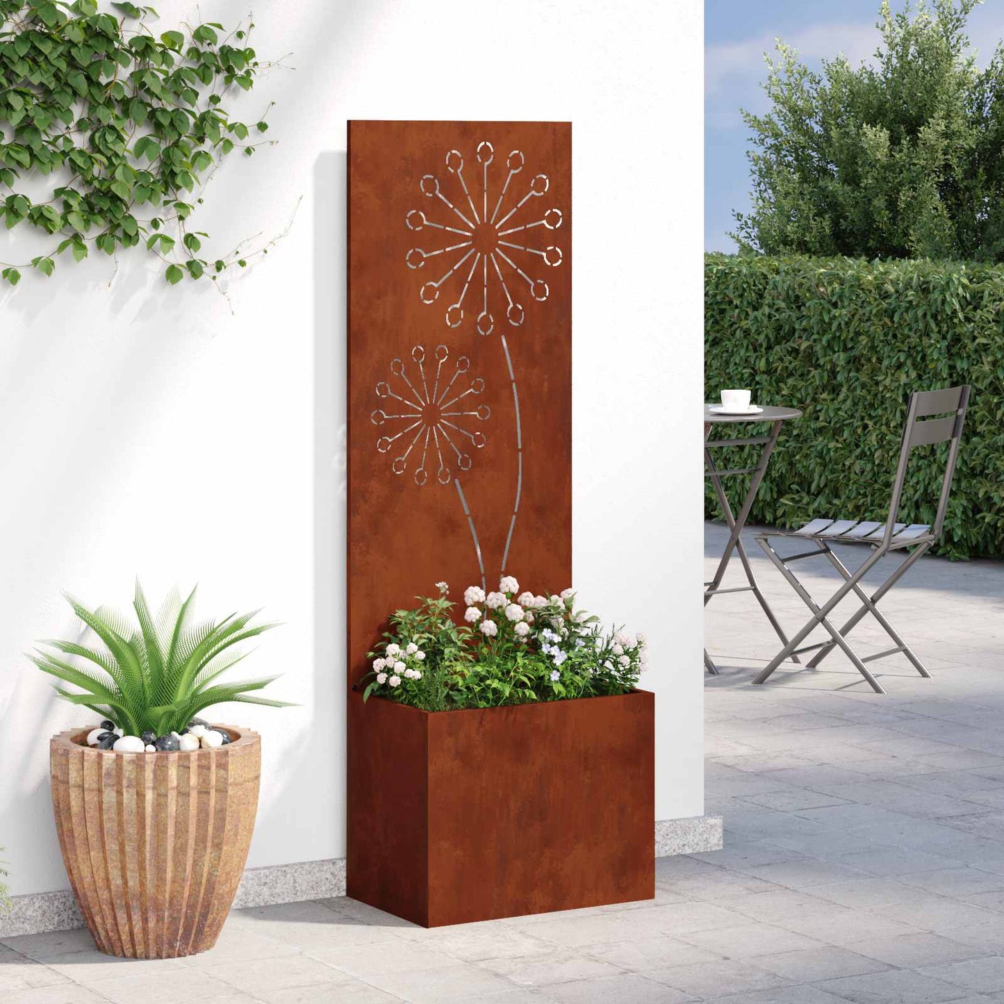 Garden Privacy Screen, Rusty, 50 x 140 cm, Weathering Steel