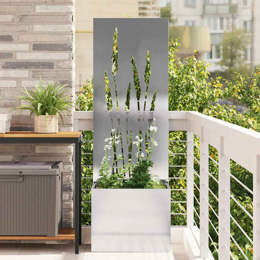 Garten Sichtschutz-Leinwand Silber 50 x 140 cm Edelstahl