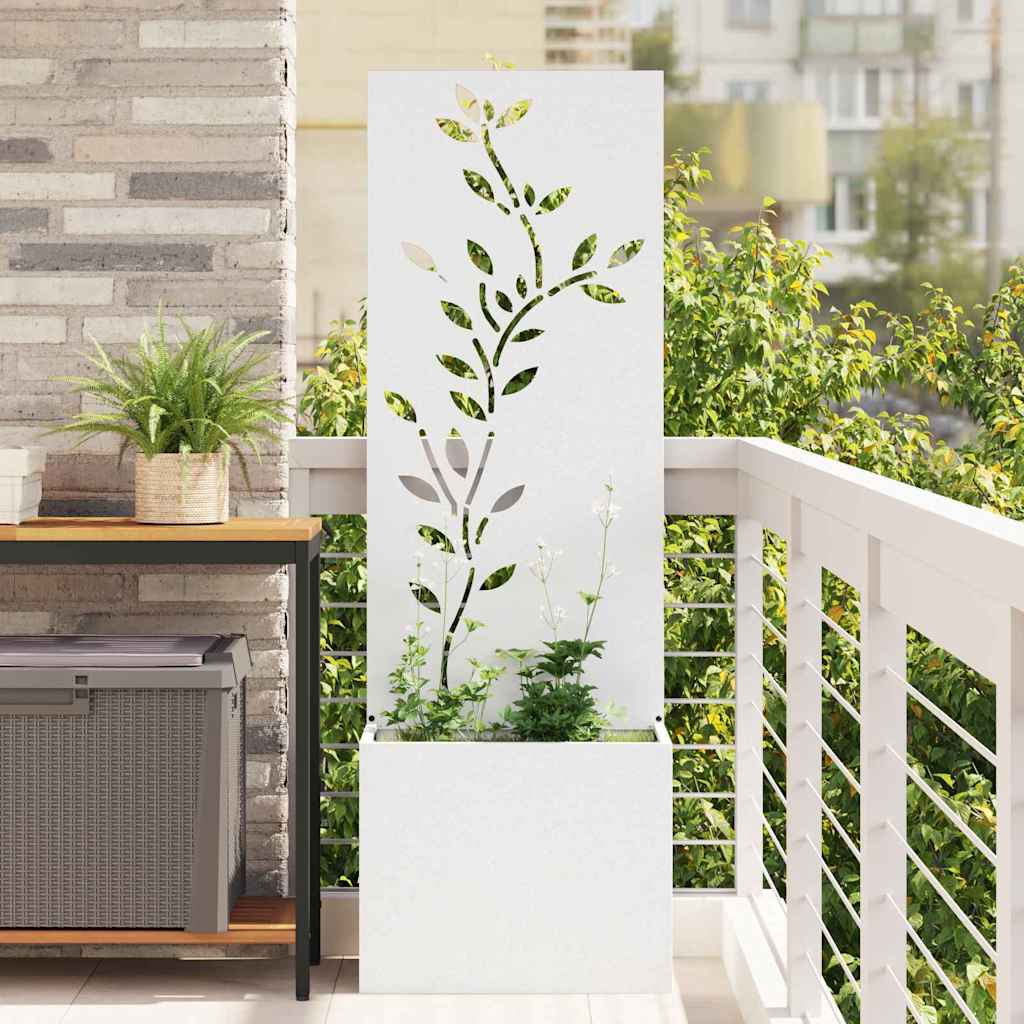 Garten Sichtschutz-Leinwand Floral Weiß 50 x 140 cm