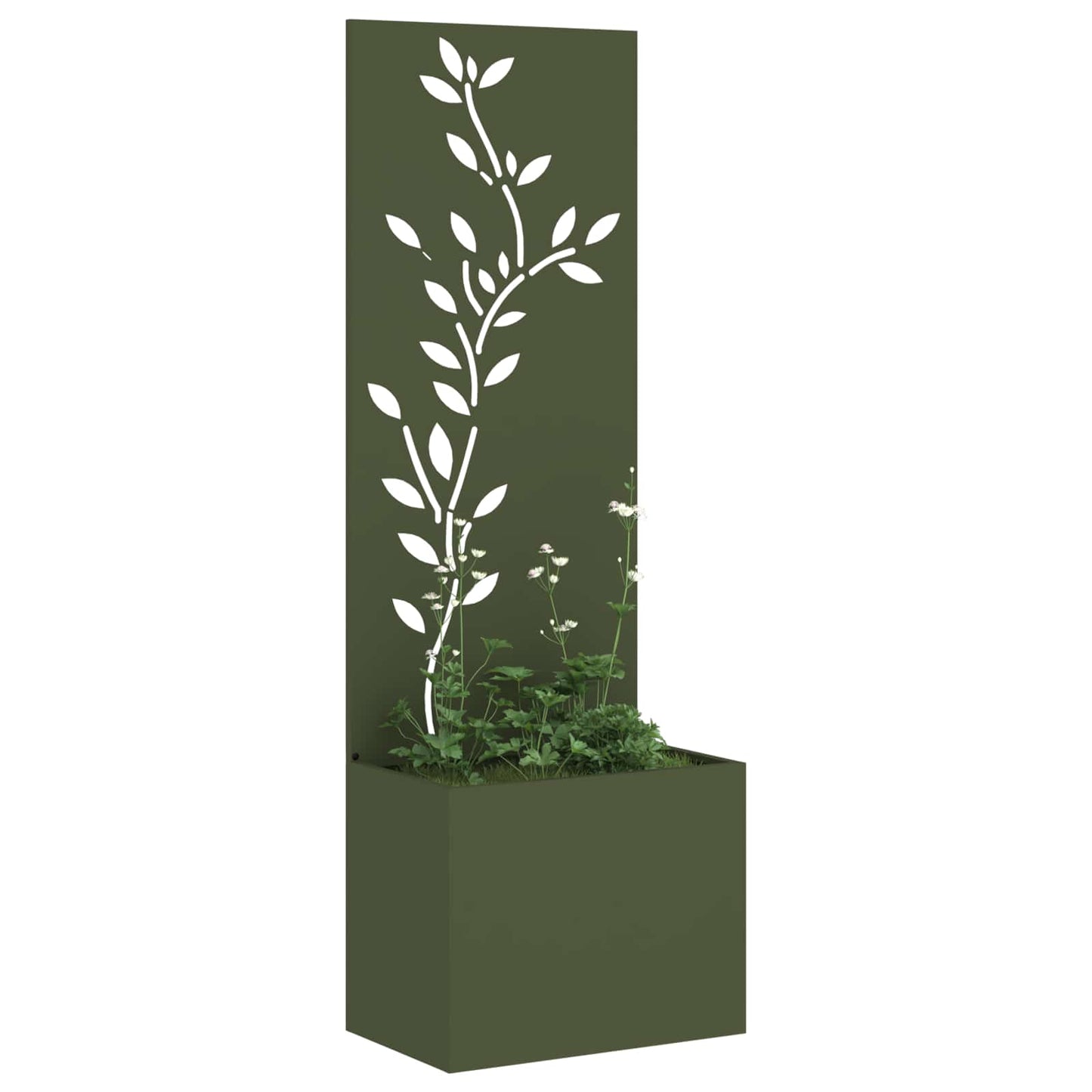 Brise-vue de jardin en toile Motif floral vert olive 50 x 140 cm