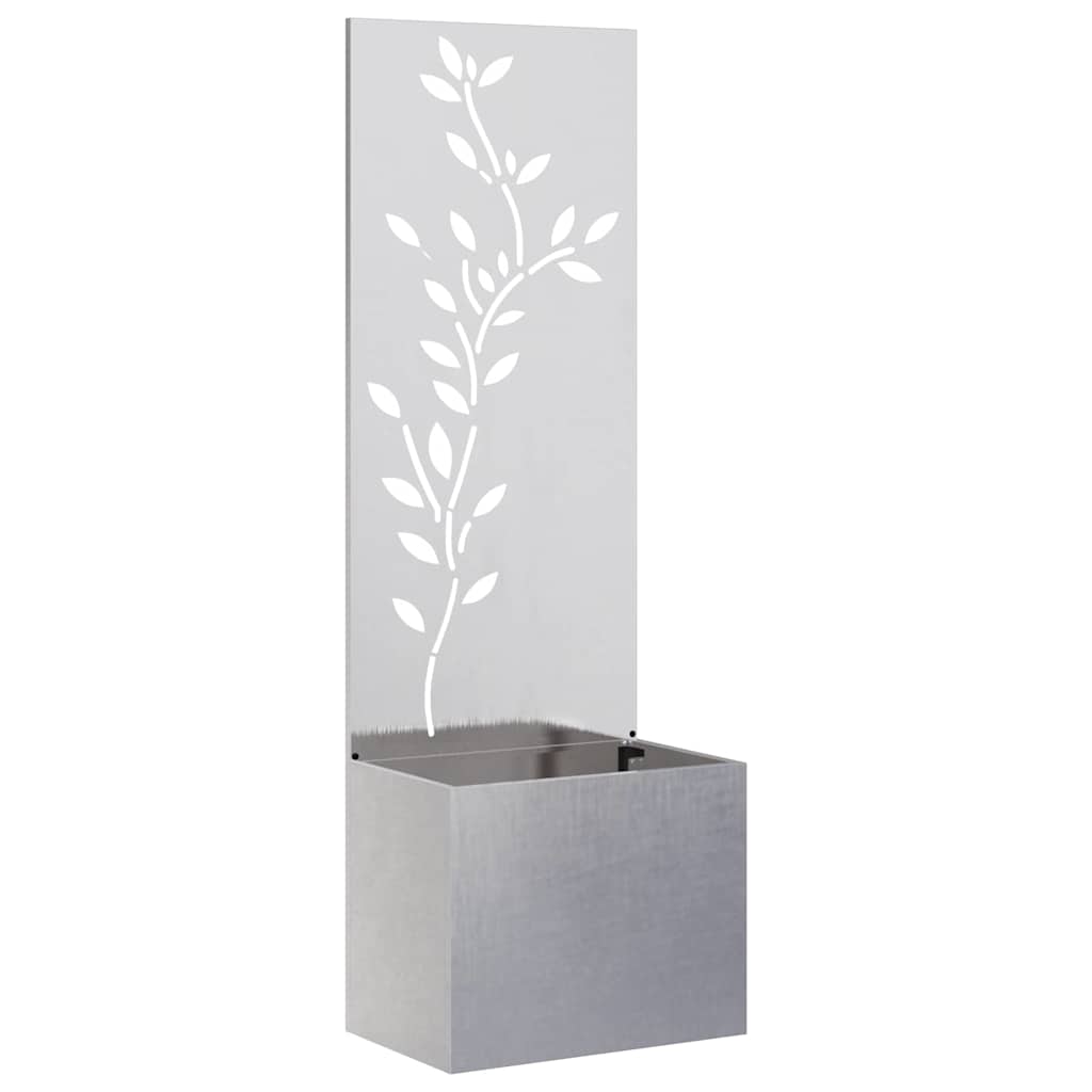 Garten Sichtschutz-Leinwand Floral Silber 50 x 140 cm Edelstahl