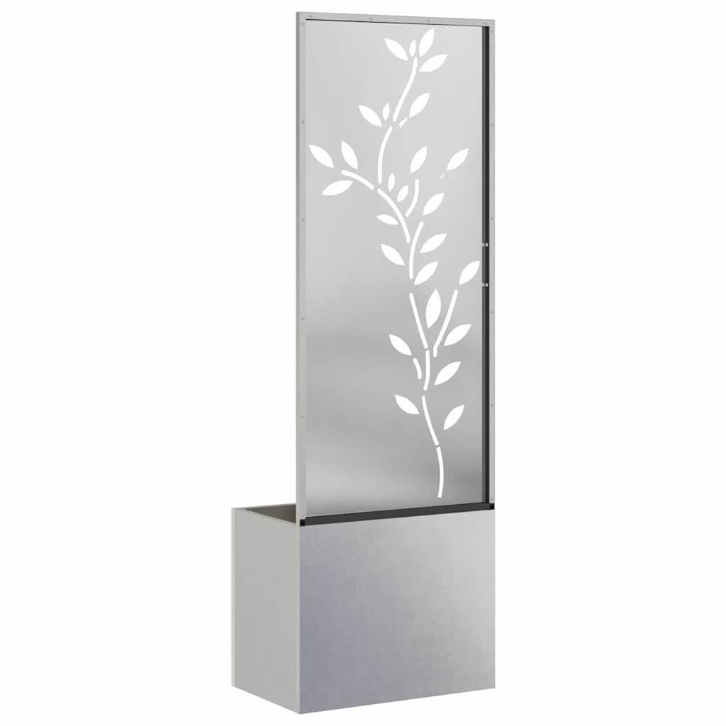 Garten Sichtschutz-Leinwand Floral Silber 50 x 140 cm Edelstahl
